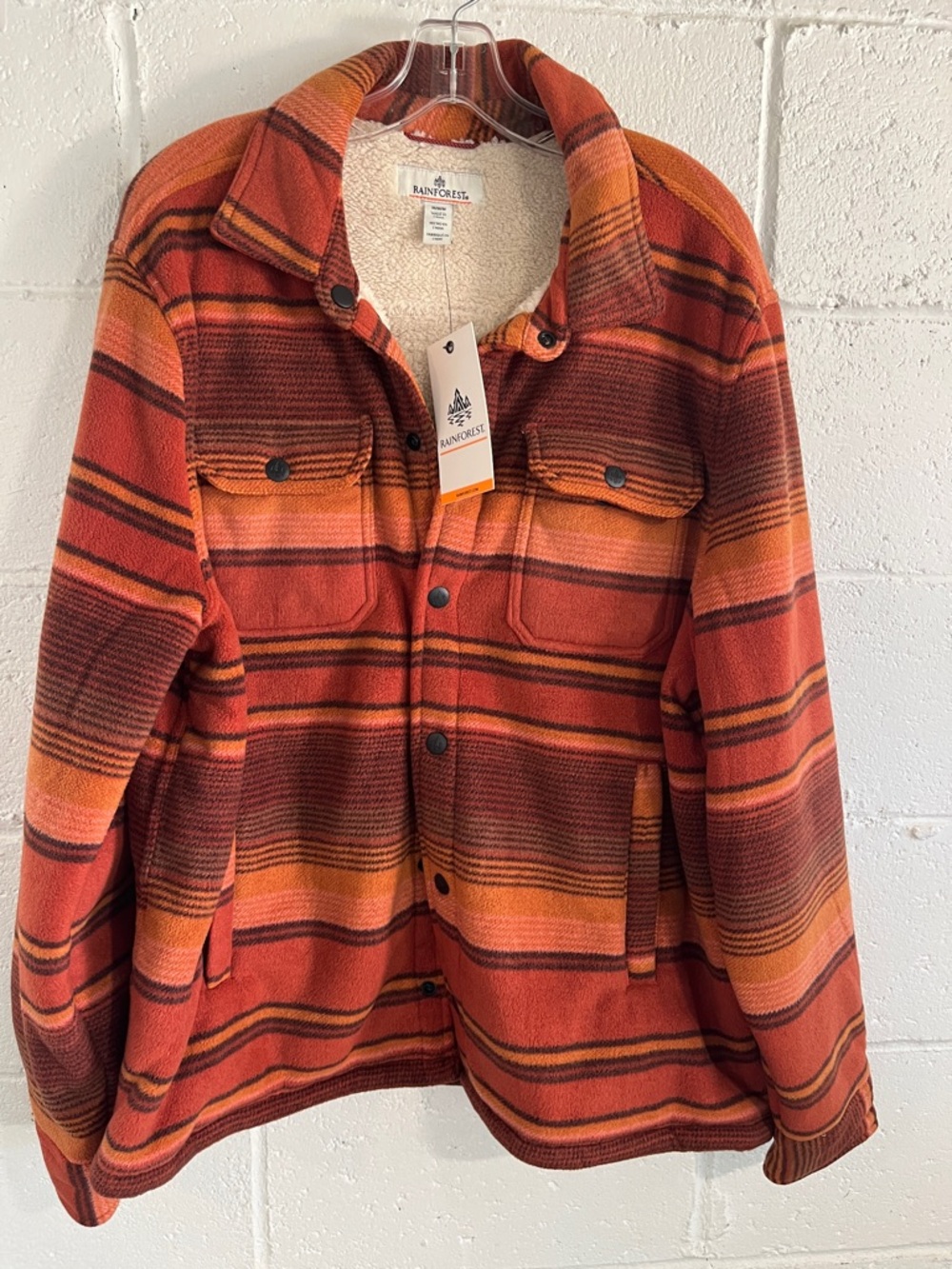 RAINFOREST Striped Sherpa-Lined Shirt Jacket